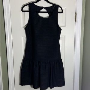 Bisou Bisou black ribbed and ruffle dress